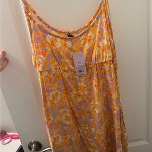 Vibrant Yellow and Purple Floral Dress